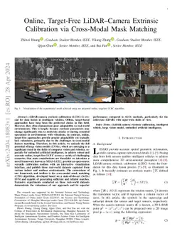 Online,Target-Free LiDAR-Camera Extrinsic Calibration via Cross-Modal
  Mask Matching