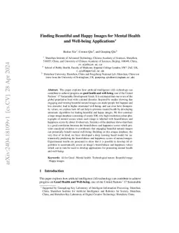 Finding Beautiful and Happy Images for Mental Health and Well-being
  Applications