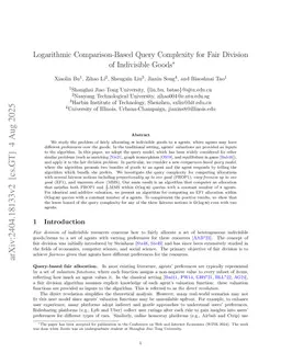 Logarithmic Comparison-Based Query Complexity for Fair Division of Indivisible Goods