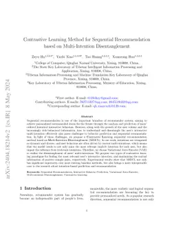 Contrastive Learning Method for Sequential Recommendation based on
  Multi-Intention Disentanglement