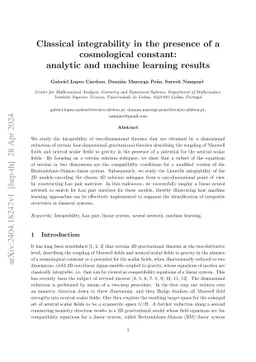 Classical integrability in the presence of a cosmological constant:
  analytic and machine learning results