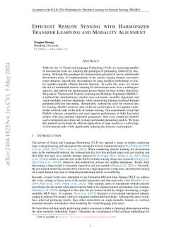 Efficient Remote Sensing with Harmonized Transfer Learning and Modality
  Alignment