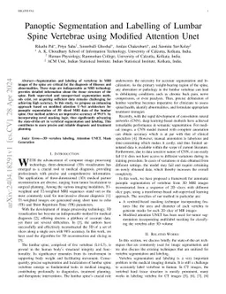 Panoptic Segmentation and Labelling of Lumbar Spine Vertebrae using
  Modified Attention Unet