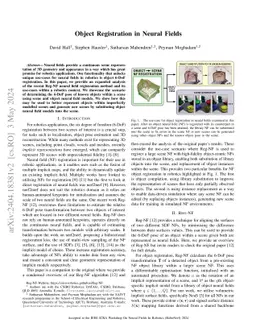 Object Registration in Neural Fields