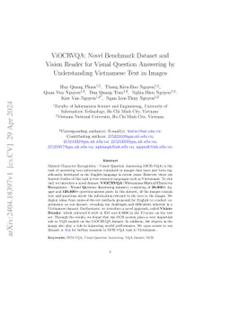 ViOCRVQA: Novel Benchmark Dataset and Vision Reader for Visual Question
  Answering by Understanding Vietnamese Text in Images