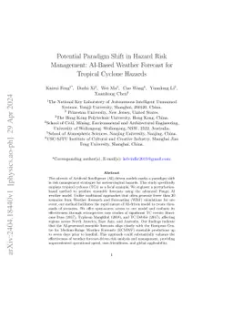 Potential Paradigm Shift in Hazard Risk Management: AI-Based Weather
  Forecast for Tropical Cyclone Hazards