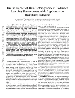 On the Impact of Data Heterogeneity in Federated Learning Environments
  with Application to Healthcare Networks