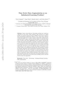 Time Series Data Augmentation as an Imbalanced Learning Problem