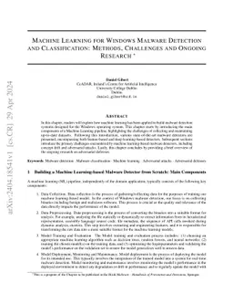 Machine Learning for Windows Malware Detection and Classification:
  Methods, Challenges and Ongoing Research