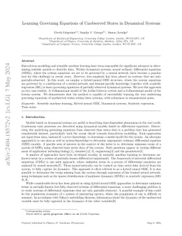 Learning Governing Equations of Unobserved States in Dynamical Systems