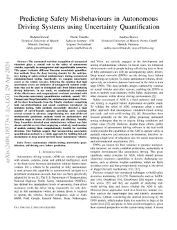 Predicting Safety Misbehaviours in Autonomous Driving Systems using Uncertainty Quantification