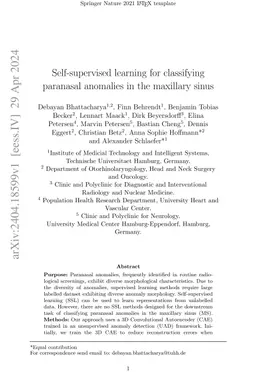Self-supervised learning for classifying paranasal anomalies in the
  maxillary sinus