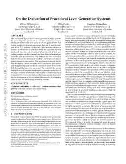 On the Evaluation of Procedural Level Generation Systems