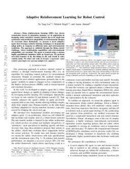Adaptive Reinforcement Learning for Robot Control