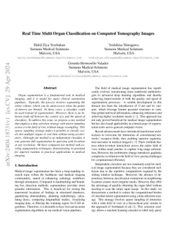 Real Time Multi Organ Classification on Computed Tomography Images