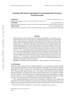 Learning with Norm Constrained, Over-parameterized, Two-layer Neural
  Networks