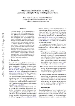 Where on Earth Do Users Say They Are?: Geo-Entity Linking for Noisy
  Multilingual User Input