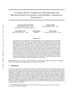 Control Policy Correction Framework for Reinforcement Learning-based
  Energy Arbitrage Strategies