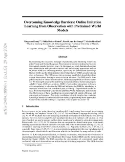 Overcoming Knowledge Barriers: Online Imitation Learning from Visual Observation with Pretrained World Models