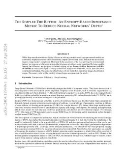 The Simpler The Better: An Entropy-Based Importance Metric To Reduce
  Neural Networks' Depth