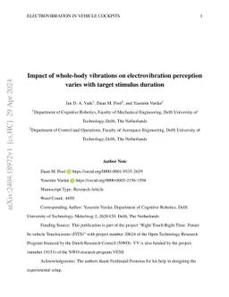 Impact of whole-body vibrations on electrovibration perception varies
  with target stimulus duration