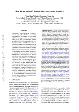 How Did We Get Here? Summarizing Conversation Dynamics