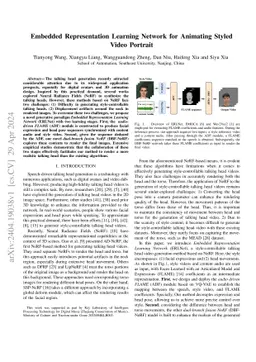 Embedded Representation Learning Network for Animating Styled Video
  Portrait