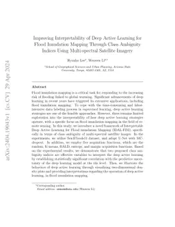 Improving Interpretability of Deep Active Learning for Flood Inundation
  Mapping Through Class Ambiguity Indices Using Multi-spectral Satellite
  Imagery