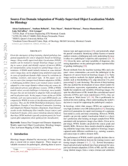 Source-Free Domain Adaptation of Weakly-Supervised Object Localization
  Models for Histology