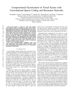 Compositional Factorization of Visual Scenes with Convolutional Sparse
  Coding and Resonator Networks