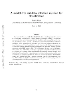 A model-free subdata selection method for classification