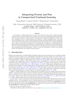 Integrating Present and Past in Unsupervised Continual Learning