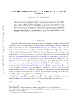Tail Asymptotic of Heavy-Tail Risks with Elliptical Copula