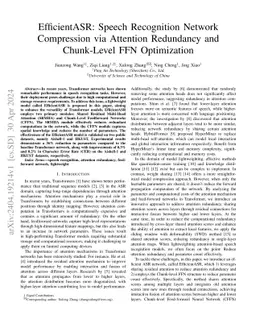 EfficientASR: Speech Recognition Network Compression via Attention
  Redundancy and Chunk-Level FFN Optimization