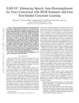 EAD-VC: Enhancing Speech Auto-Disentanglement for Voice Conversion with
  IFUB Estimator and Joint Text-Guided Consistent Learning