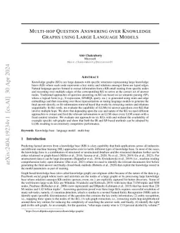 Multi-hop Question Answering over Knowledge Graphs using Large Language
  Models