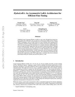 HydraLoRA: An Asymmetric LoRA Architecture for Efficient Fine-Tuning