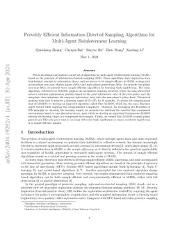 Provably Efficient Information-Directed Sampling Algorithms for
  Multi-Agent Reinforcement Learning