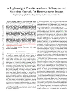 A Light-weight Transformer-based Self-supervised Matching Network for
  Heterogeneous Images