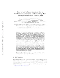 End-to-end information extraction in handwritten documents:
  Understanding Paris marriage records from 1880 to 1940