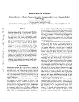 Numeric Reward Machines