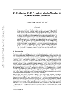 CLIP-Mamba: CLIP Pretrained Mamba Models with OOD and Hessian Evaluation