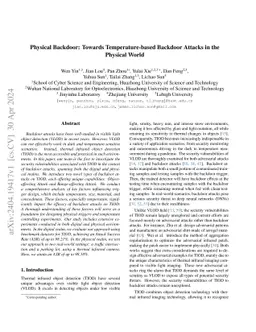 Physical Backdoor: Towards Temperature-based Backdoor Attacks in the
  Physical World