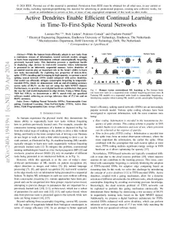 Active Dendrites Enable Efficient Continual Learning in
  Time-To-First-Spike Neural Networks