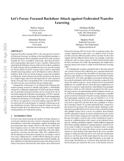 Let's Focus: Focused Backdoor Attack against Federated Transfer Learning