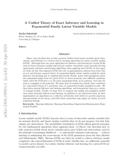 A Unified Theory of Exact Inference and Learning in Exponential Family Latent Variable Models