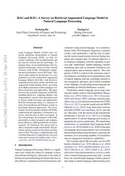 RAG and RAU: A Survey on Retrieval-Augmented Language Model in Natural Language Processing