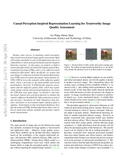 Causal Perception Inspired Representation Learning for Trustworthy Image
  Quality Assessment