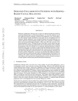 Debiased Collaborative Filtering with Kernel-Based Causal Balancing