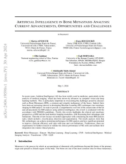 Artificial Intelligence in Bone Metastasis Analysis: Current
  Advancements, Opportunities and Challenges